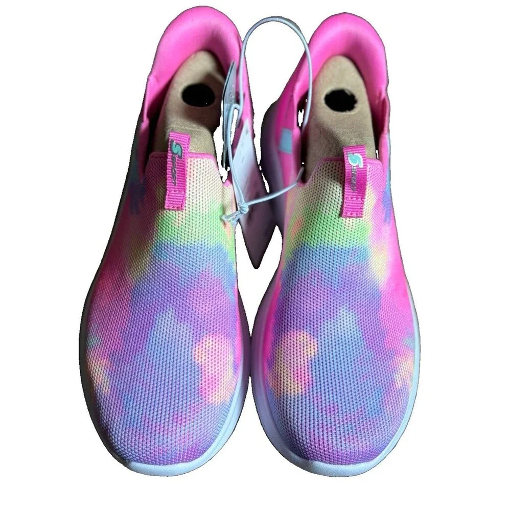 NEW Girls Skechers Baily Step-Ins Sneakers Pink Tie Dye Slip On Size 3